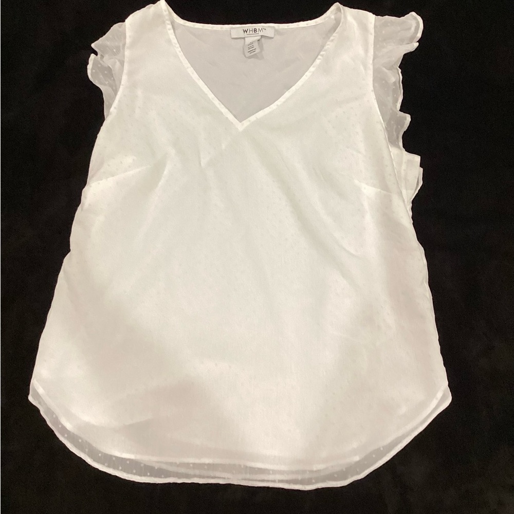 White House Black Market V-Neck Blouse with Ruffled Sleeves